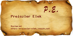 Preiszler Elek névjegykártya